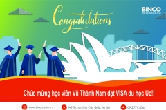 BINCO xin chúc mừng em Vũ Thành Nam đã nhận được visa du học Úc chỉ sau 7 ngày nộp hồ sơ