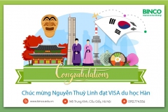 BINCO xin chúc mừng em NGUYỀN THUỲ LINH đã được cấp visa du học Hàn Quốc.