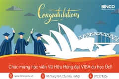 BINCO xin chúc mừng em Vũ Hữu Hùng đã được cấp visa du học Úc.