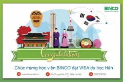 BINCO xin Chúc mừng 3 em học sinh là Lưu Hữu Vinh, Nguyễn Thị Hạnh và Vũ Thị Xuyên đã được cấp visa du học Hàn Quốc