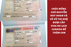 Chúc mừng chú Nguyễn Huy Hoan và cô Vũ Thị Huệ đã được cấp visa du lịch Canada