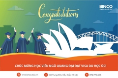 BINCO xin chúc mừng em Ngô Quang Đại đã nhận được visa du học Úc tại thành phố Sydney xinh đẹp